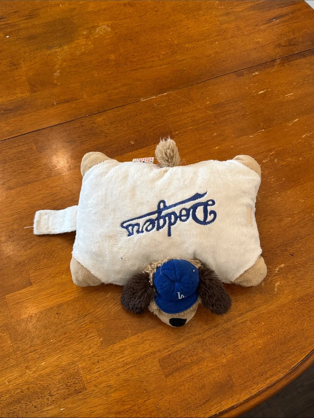 Los Angeles Dodgers Plush Dog Pillow Toy - White and Blue has moving spots